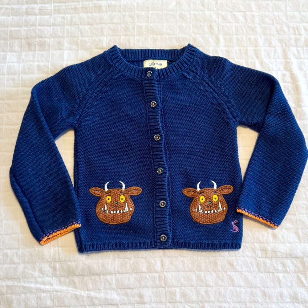 The Gruffalo x Joules cardigan in indigo